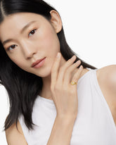 DY Initial Pinky Ring in 18K Yellow Gold with Diamond R, 9.8mm